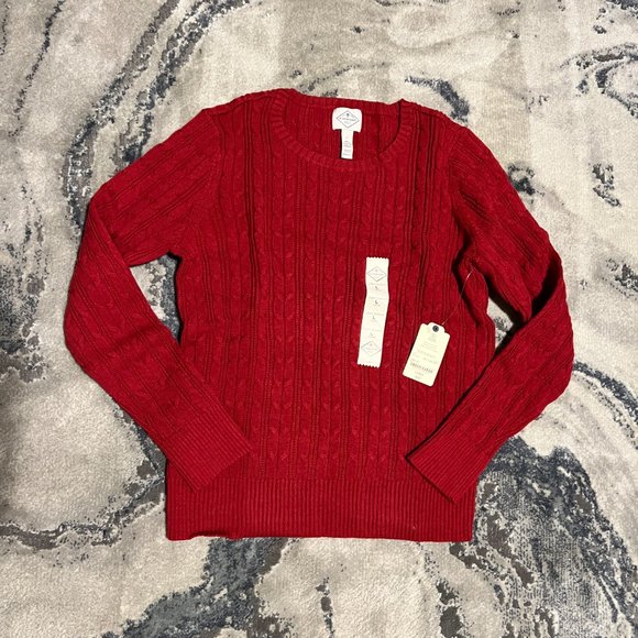 St. John's Bay Womens Crew Neck Long Sleeve Cable Knit Pullover Sweater - Picture 3 of 8